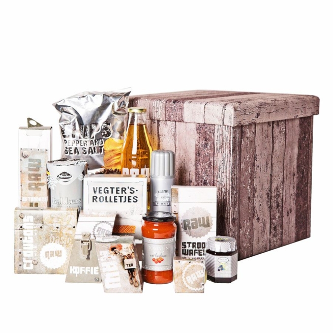 Kerstpakket Hocker houtlook - poef