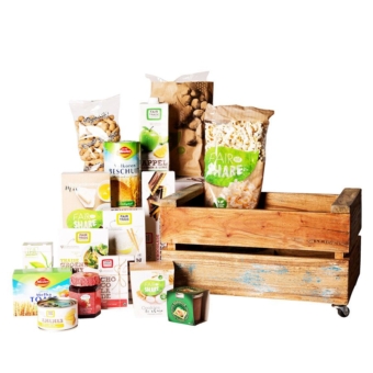 Kerstpakket Wastewood krat op wielen Kerstpakket Wastewood krat op wielen