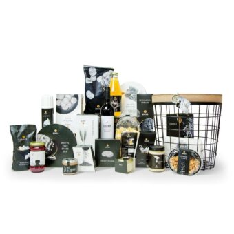 Kerstpakket Mand met houten rand Kerstpakket Mand met houten rand